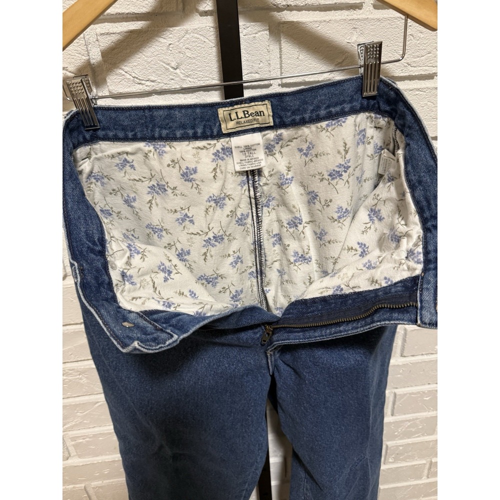 Vintage LL Bean Double L Jeans Womens 12 Tall Relaxed Floral Lined Straight